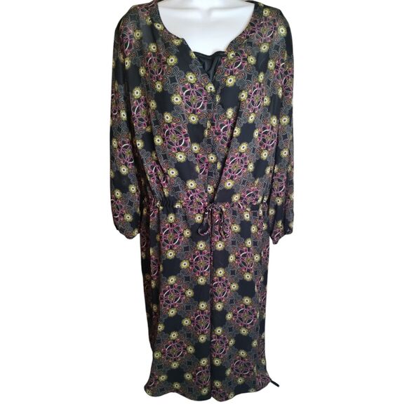 Mossimo Black Purple Green Floral Print Blouson Dress Sz 3XL - Picture 2 of 11